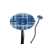 Plaid 7" Oval Plastic Stir Sticks - Black - Double Sided (Personalized)