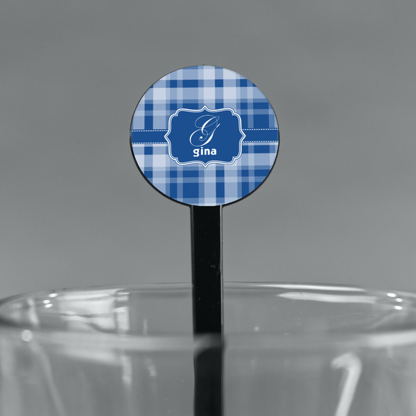 Plaid Black Plastic 7" Stir Stick - Round - Main
