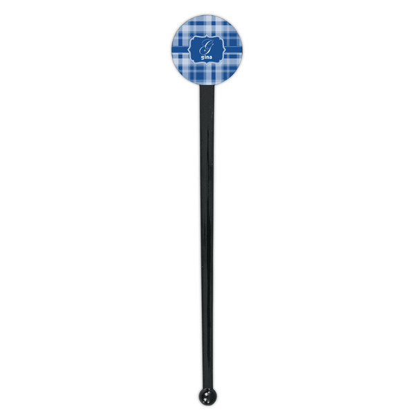 Plaid Black Plastic 7" Stir Stick - Round - Single Stick