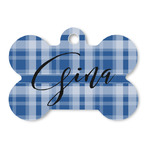 Plaid Bone Shaped Dog ID Tag (Personalized)