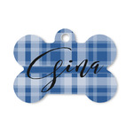 Plaid Bone Shaped Dog ID Tag - Small (Personalized)