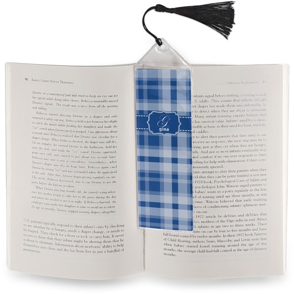 Plaid Bookmark with tassel - In book