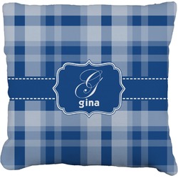 Plaid Faux-Linen Throw Pillow 18" (Personalized)