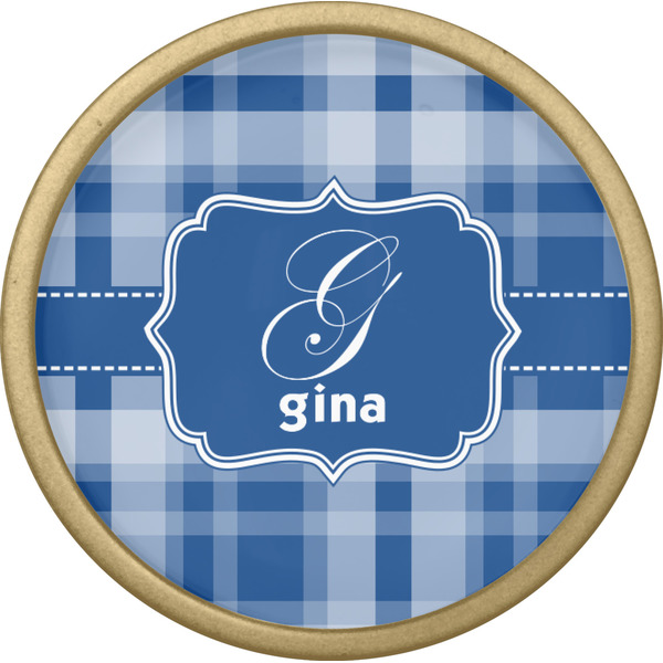 Plaid Cabinet Knob - Gold - Front