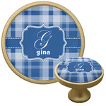Plaid Cabinet Knob - Gold (Personalized)