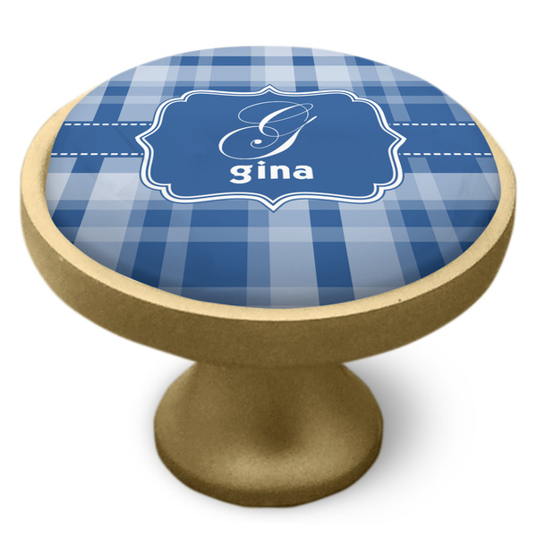 Plaid Cabinet Knob - Gold - Side