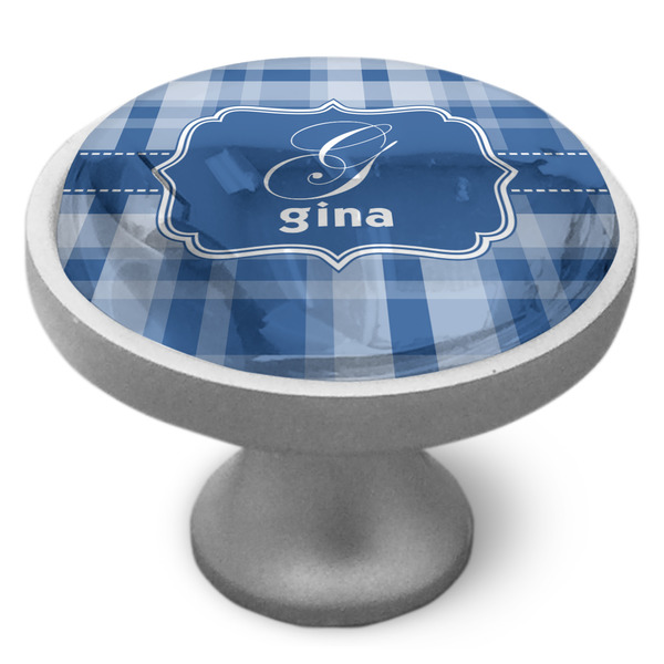 Plaid Cabinet Knob - Nickel - Side