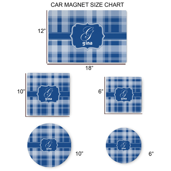 Plaid Car Magnets - SIZE CHART