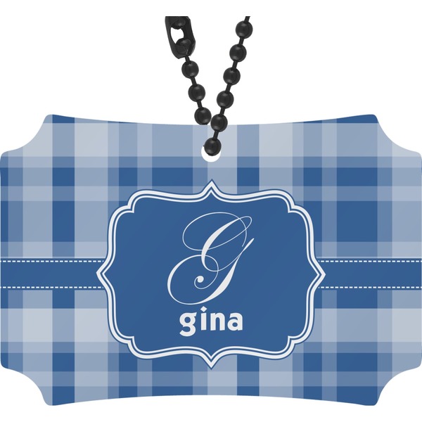 Custom Plaid Rear View Mirror Ornament (Personalized)