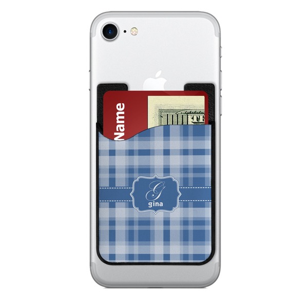 Custom Plaid 2-in-1 Cell Phone Credit Card Holder & Screen Cleaner (Personalized)