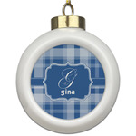 Plaid Ceramic Ball Ornament (Personalized)
