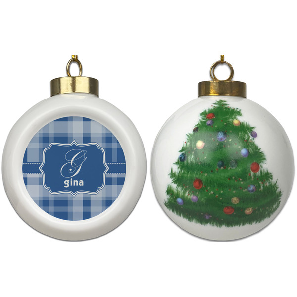 Plaid Ceramic Christmas Ornament - X-Mas Tree (APPROVAL)