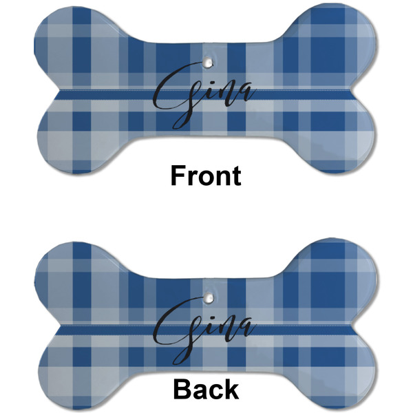 Plaid Ceramic Flat Ornament - Bone Front & Back (APPROVAL)