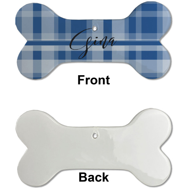 Plaid Ceramic Flat Ornament - Bone Front & Back Single Print (APPROVAL)