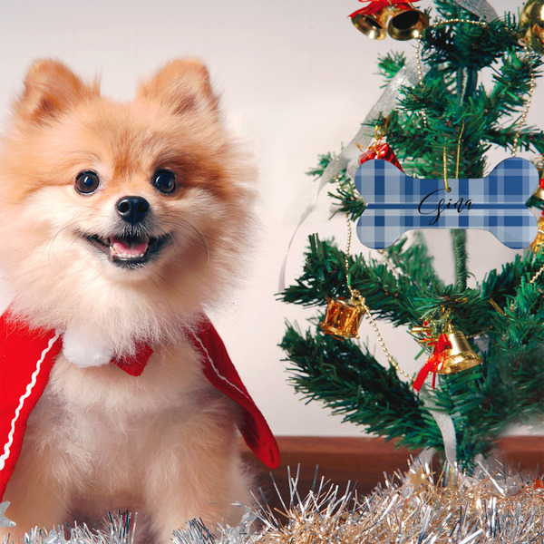 Plaid Ceramic Flat Ornament - Bone (LIFESTYLE)