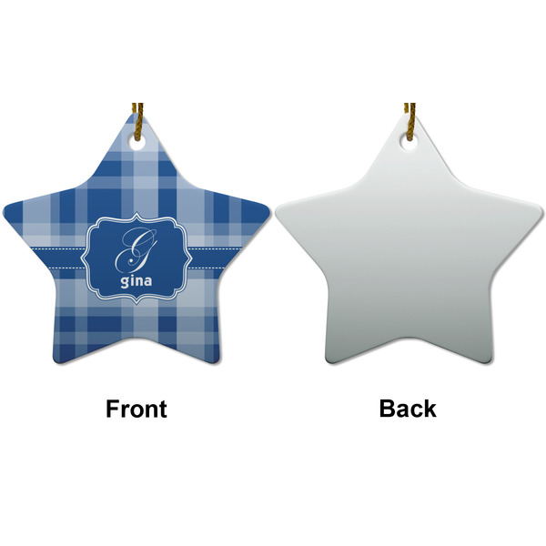 Plaid Ceramic Flat Ornament - Star Front & Back (APPROVAL)