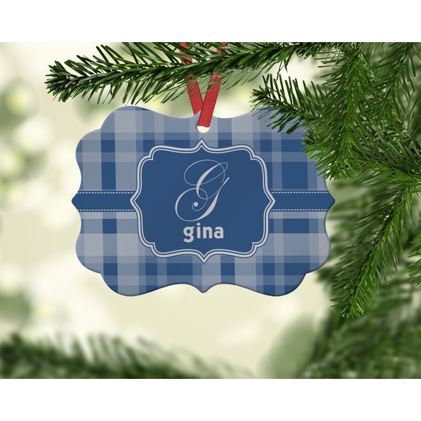 Plaid Christmas Ornament (On Tree)