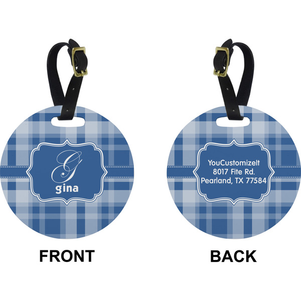 Plaid Circle Luggage Tag (Front + Back)