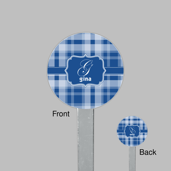 Plaid Clear Plastic 7" Stir Stick - Round - Front & Back