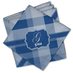 Plaid Cloth Cocktail Napkins - Set of 4 w/ Name and Initial