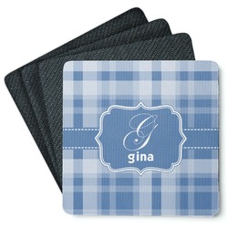Plaid Square Rubber Backed Coasters - Set of 4 (Personalized)