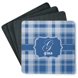 Plaid Square Rubber Backed Coasters - Set of 4 (Personalized)