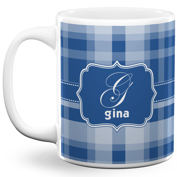 Custom Plaid 11 Oz Coffee Mug - White (Personalized)