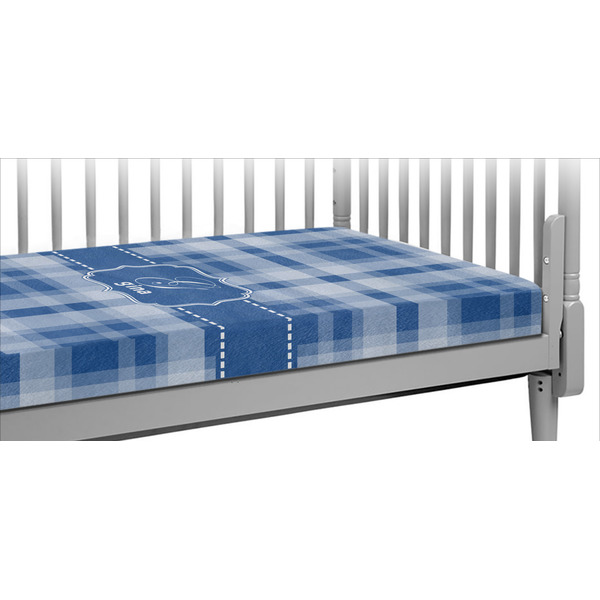 Custom Plaid Crib Fitted Sheet w/ Name and Initial