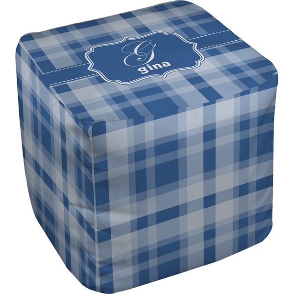Custom Plaid Cube Pouf Ottoman - 13" (Personalized)