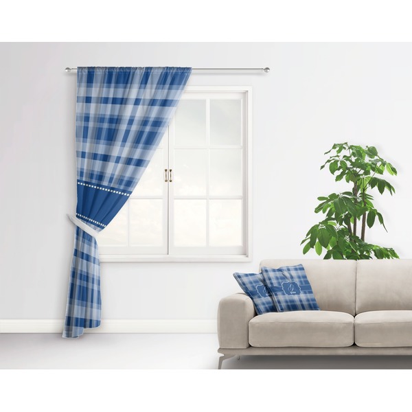 Plaid Curtain With Window and Rod - in Room Matching Pillow