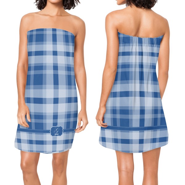 Plaid Custom Bath Wrap - Front & Back View