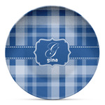 Plaid Microwave Safe Plastic Plate - Composite Polymer (Personalized)