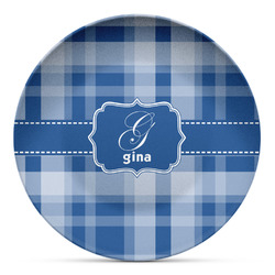 Plaid Microwave Safe Plastic Plate - Composite Polymer (Personalized)