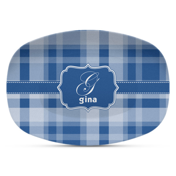 Custom Plaid Plastic Platter - Microwave & Oven Safe Composite Polymer (Personalized)