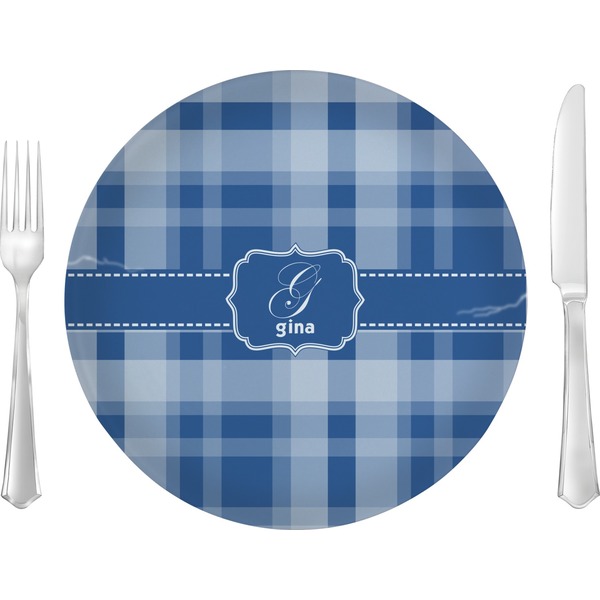 Custom Plaid Glass Lunch / Dinner Plate 10" (Personalized)