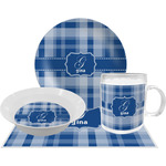 Plaid Dinner Set - Single 4 Pc Setting w/ Name and Initial