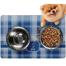 Plaid Dog Food Mat - Small w/ Name and Initial