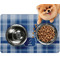 Plaid Dog Food Mat - Small LIFESTYLE