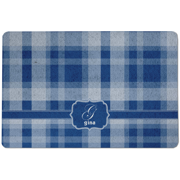 Plaid Dog Food Mat - Small without bowls