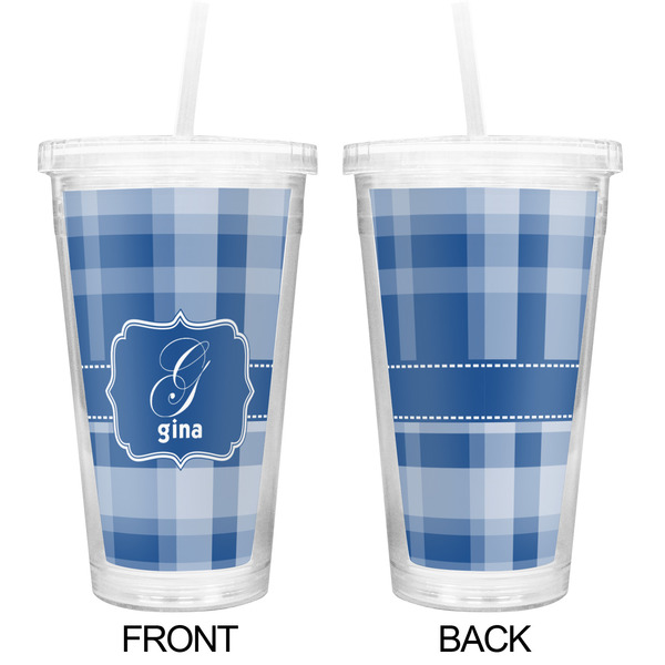 Plaid Double Wall Tumbler with Straw - Approval