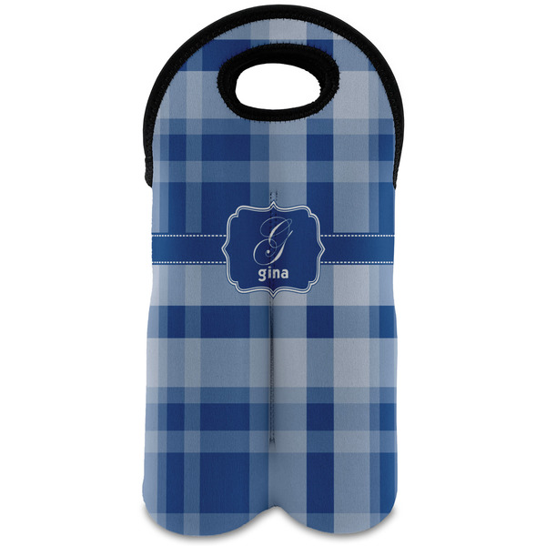 Custom Plaid Wine Tote Bag (2 Bottles) (Personalized)