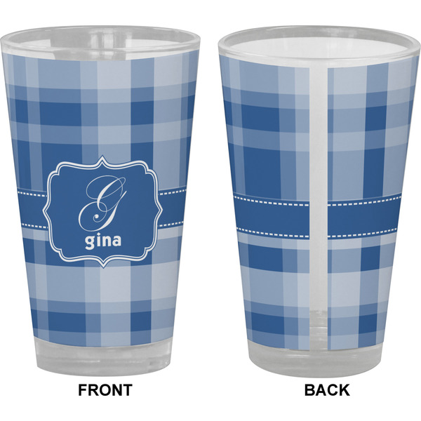 Plaid Pint Glass - Full Color - Front & Back Views
