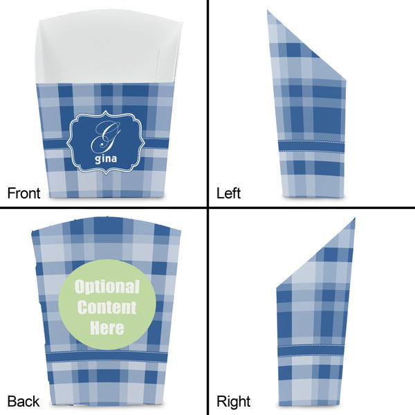 Plaid French Fry Favor Box - Front & Back View