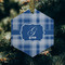 Plaid Frosted Glass Ornament - Hexagon (Lifestyle)