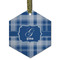 Plaid Frosted Glass Ornament - Hexagon