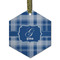 Plaid Flat Glass Ornament - Hexagon w/ Name and Initial