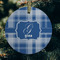 Plaid Frosted Glass Ornament - Round (Lifestyle)