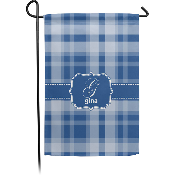 Custom Plaid Small Garden Flag - Single Sided w/ Name and Initial