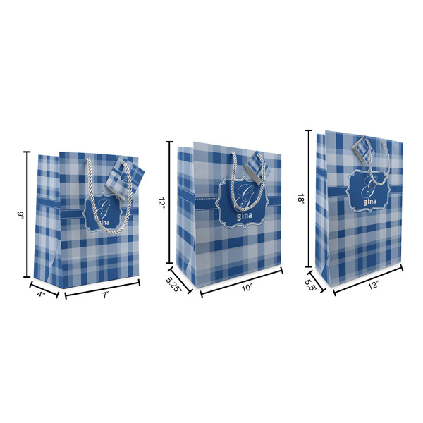 Plaid Gift Bags - All Sizes - Dimensions