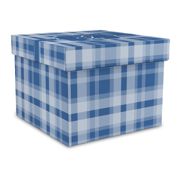 Custom Plaid Gift Box with Lid - Canvas Wrapped - Large (Personalized)